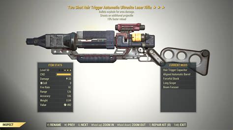 3 Two Shot ULTRACITE LASER RIFLE Explosive Faster Reload Fallout 76