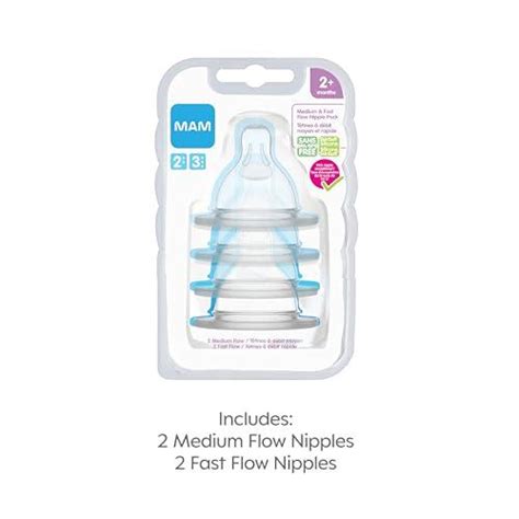 mam bottle nipples mixed flow pack medium flow nipple level 2 and fast flow nipple level 3
