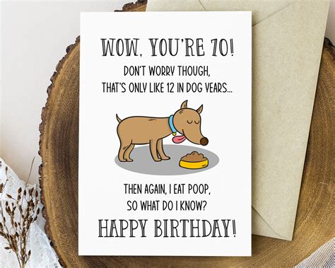 Funny 70th Birthday Card Printable Dog Lover Birthday Card Turning 70