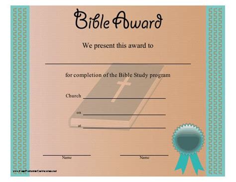 Bible Award Certificate Printable Certificate Printable Certificates