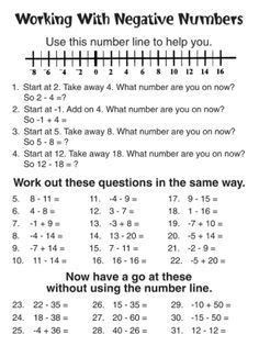 Negative Numbers Worksheets | Math integers, Math instruction, Negative