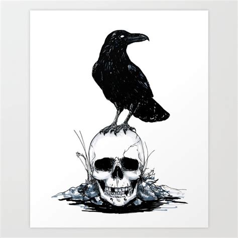 Inktober Skull And Raven Art Print By Charlotte Harper Society6