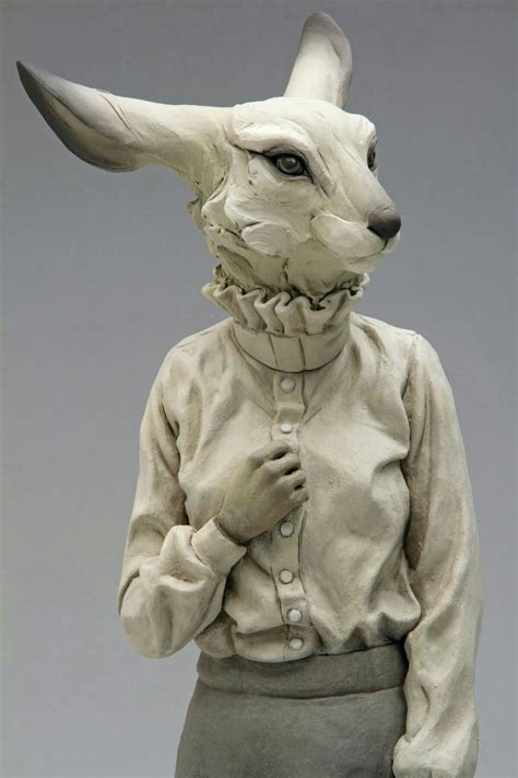 Human With Rabbit Head Sculpture Animal Sculptures Sculpture Art