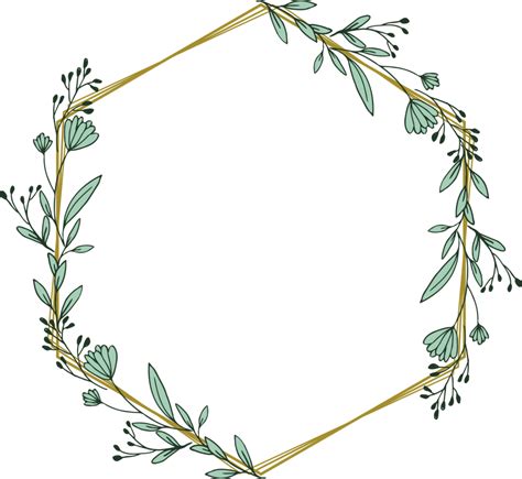 Gold Hexagon Frame Minimalist Floral Wreath Or Hexagon Floral Frame