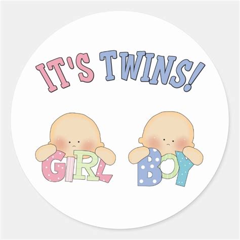 Its Twins Boy Girl Classic Round Sticker