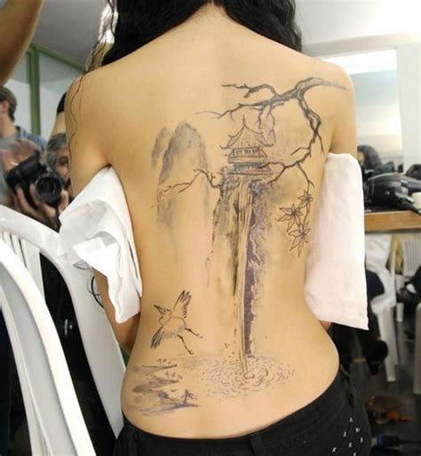 Landscape tattoos are a wonderful way to express your relationship with nature. A tattoo of Japanese Landscape, a Temple Near a Waterfall Tattoo • The Sugar Styles - All about ...