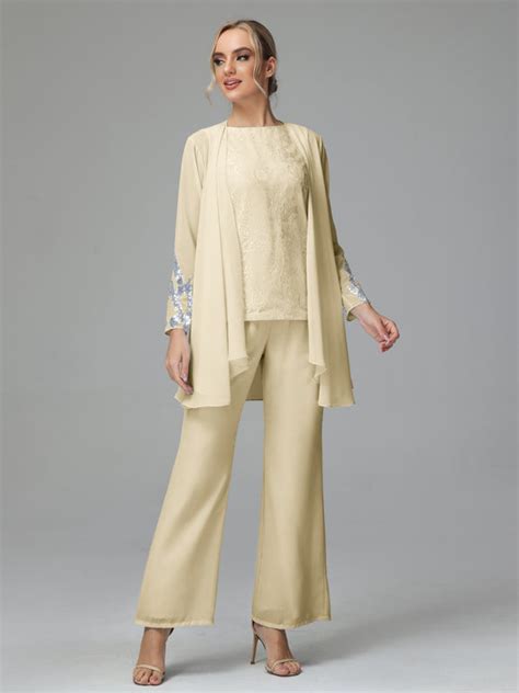 Floral Chiffon Mother Of The Bride Dress Pant Suits Cicinia