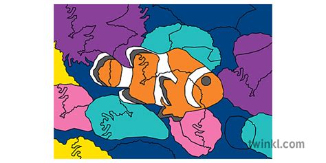 Clown Fish Matematika Warna Dengan Angka Sekunder Illustration Twinkl