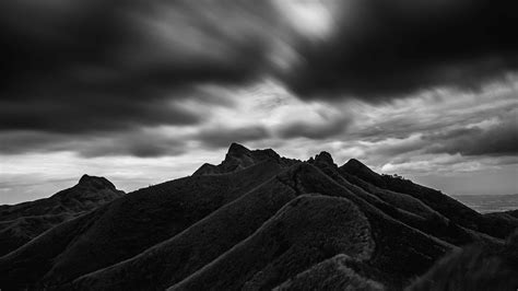 Download Wallpaper 3840x2160 Mountain Hill Bw Black Clouds
