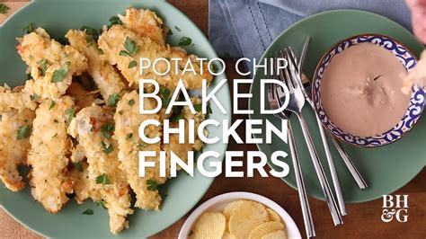 Melt the butter or margarine in a shallow dish. Potato Chip Baked Chicken Fingers