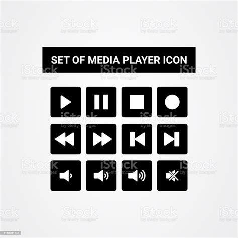 Media Player Button Icon Flat Design Vector Template Stock Illustration