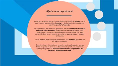 Qué es una experiencia Tipos de experiencias by Pedro Enrique Moya on