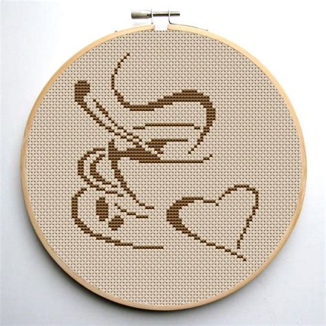 Free stitching pattern creator and generator. Free Hand Embroidery Pattern: Coffee Cross Stitch | I Sew Free