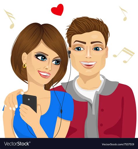 couple listening to music together royalty free vector image