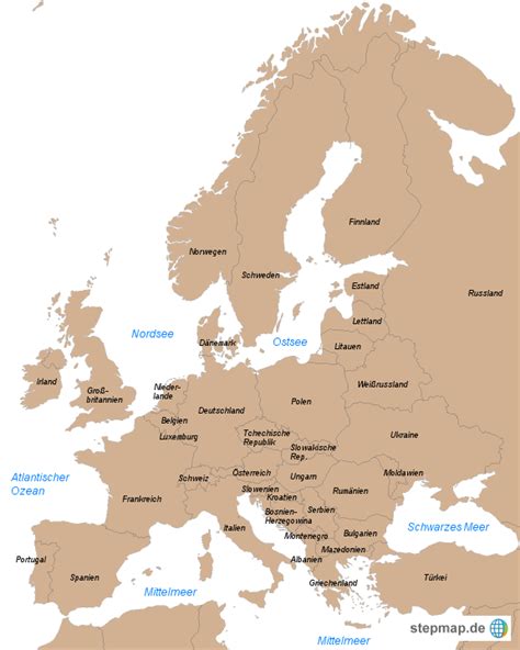 Europa karte quiz #europa #karte | quiz, europa quiz, karten karte von europa: Europakarte - Länder und Meere von Marife - Landkarte für ...
