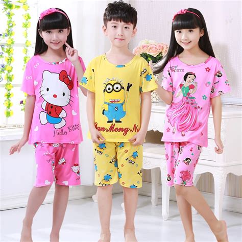 Childrens Pajamas Set Summer Short Sleeved Boy Pyjamas Girls Cute