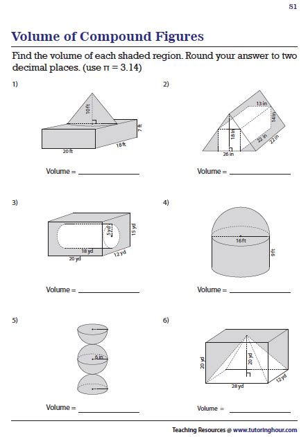 Volume And Surface Area Of Composite Figures Worksheet