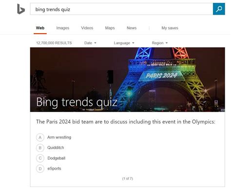 Play The Bing Trends Quiz Bing Provides The Visitor A Food Quiz To