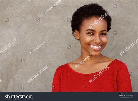 Portrait Attractive Young Black Woman Red Stock Photo 569344810