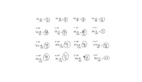 radians to degrees practice worksheets