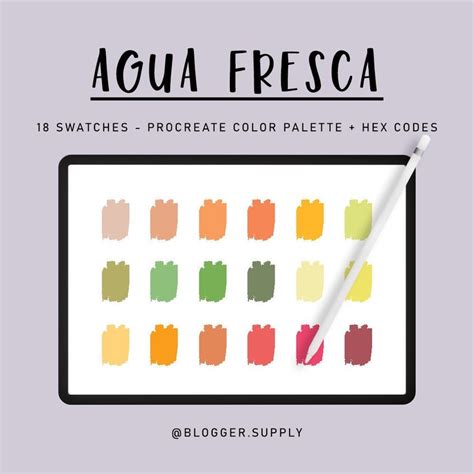 The Aqua Fresca Swatches Procreate Color Palette Hex Code