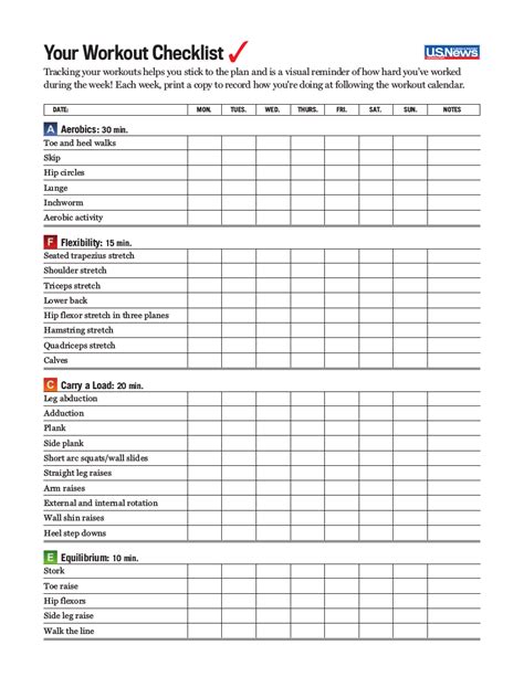 Workout Checklist 11 Examples Format Pdf