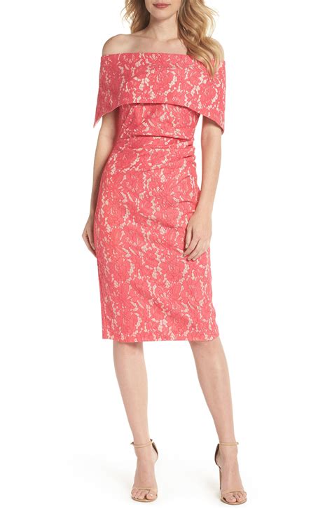 Vince Camuto Off The Shoulder Lace Sheath Dress Available At Nordstrom