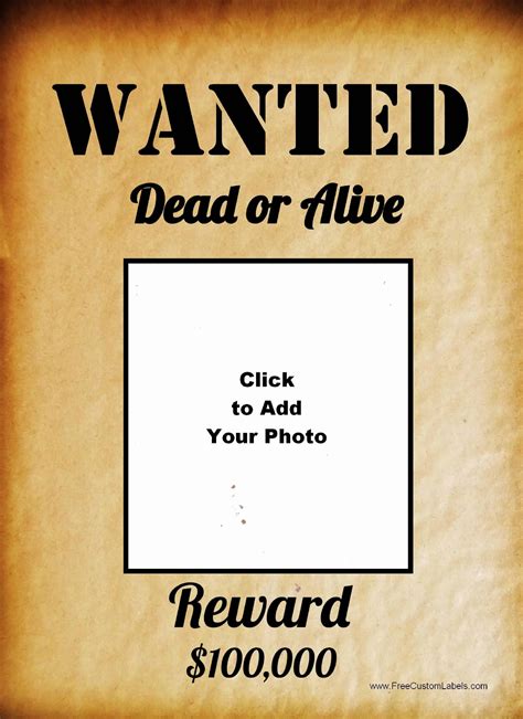 Wanted Poster Template Free Online Printable Templates