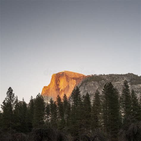 Half Dome Peak At Sunset In Yosemite National Park California Stock