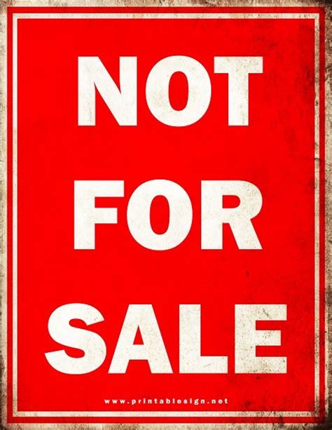 Not For Sale Sign Pack 10 Free Printable Signs