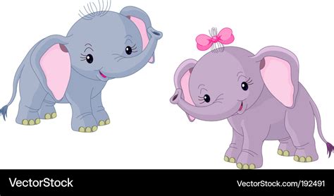 Two Babies Elephants Royalty Free Vector Image