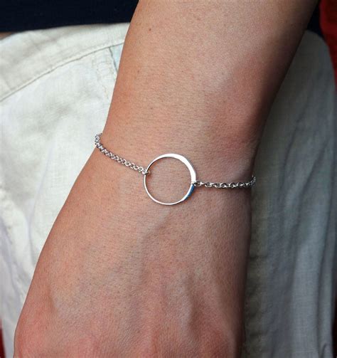 Circle Charm Bracelet In Sterling Silver Bridesmaid Gift Etsy