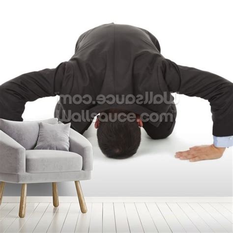 Businessman Apologize With Japanese Kneeling Position Wallsauce Uk