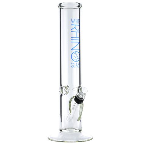 White Rhino 12 Inch Straight Non Glass On Glass Ice Bong Blue Side