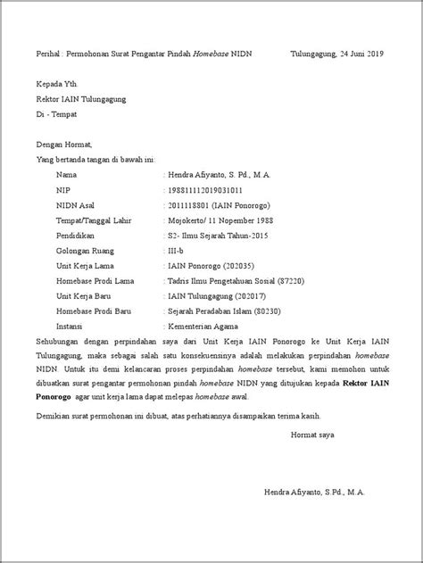Contoh Surat Permohonan Pindah Homebase Dosen Surat Permohonan Imagesee
