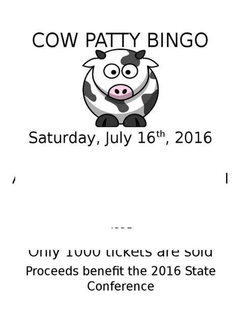 Cow Patty Bingo Saturday July 16 2016 Pdf