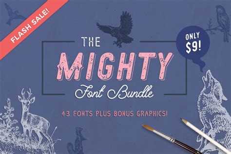 The Mighty Font Bundle 43 Fonts Bonus By Thehungryjpeg Thehungryjpeg