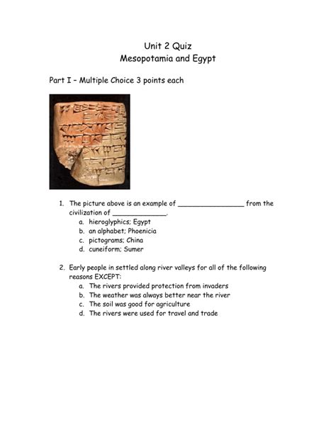unit 2 quiz mesopotamia and egypt