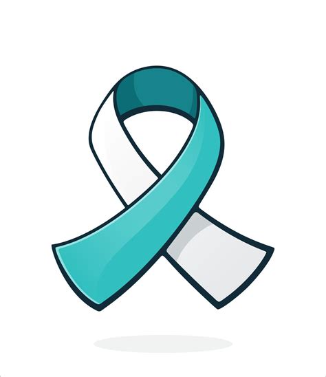 Ribbon At Teal And White Color International Symbol Of Cervical Cancer Awareness Graphic