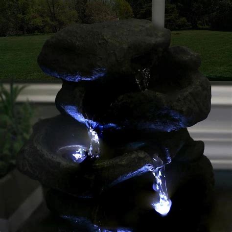 Sunnydaze Decor Tabletop Water Fountain With Led Lights Stacked Rocks