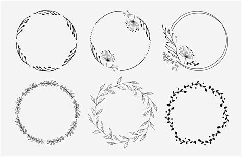 Set Of Floral Wreaths Floral Circles Logo Design Vector Art At