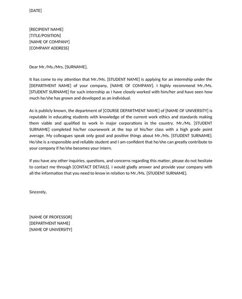 An internship appointment letter is a crucial resource for any internship program. Internship Recommendation Letter Template Sample