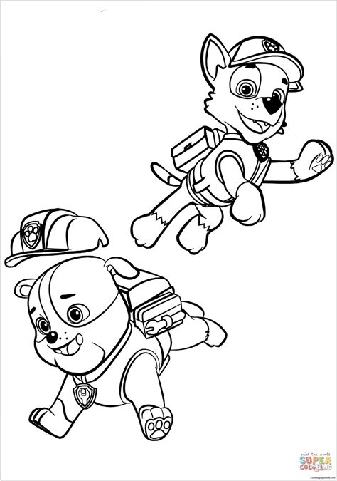 Paw patrol super pups free coloring pages printable and coloring book to print for free. Paw Patrol Rubble And Rocky Coloring Pages - Cartoons ...