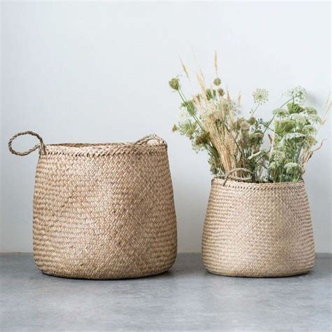 Simple Woven Seagrass Baskets Set Of 2 Seagrass Storage Baskets