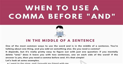 When To Use A Comma Before AND Useful Rules And Examples 7ESL