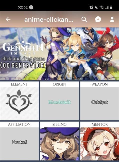 Anime Click And Drag Games Genshin Impact Oc Generator Event