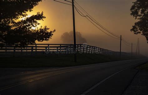 Foggy Morning Along A Country Road In Rural Ky Stock Photo Image Of