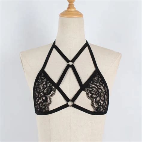 sexy goth lingerie elastic pentagram harness cage bra cupless bondage body 5 09 picclick
