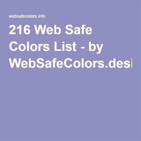 By Websafecolorsdesign Web Safe Colours Rgb Color Codes Colour List