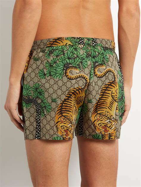 Gucci Bengal Print Swim Shorts In Green For Men Lyst